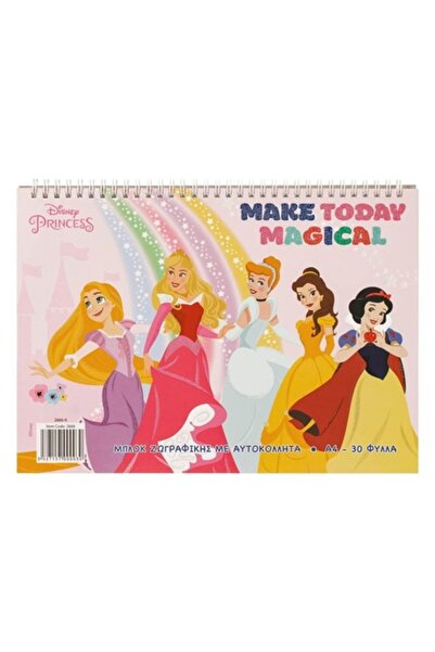 SHOPIENS Bloc de Colorat A4 cu Spirala Princess cu Autocolante