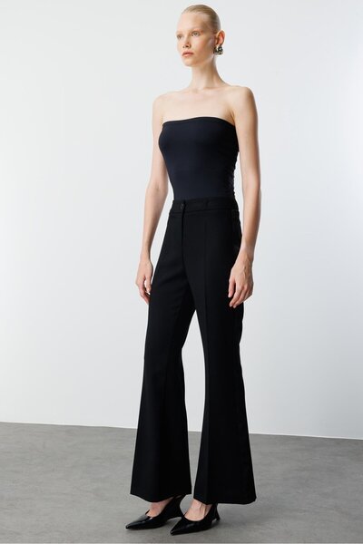 Moda İlgi Modailgi Yanları Şeritli Geniş Paça Pantolon - 75011 Siyah