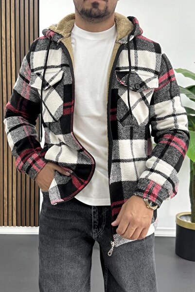 Edwox Men's Fur-Lined Hooded Jacket White Edw418