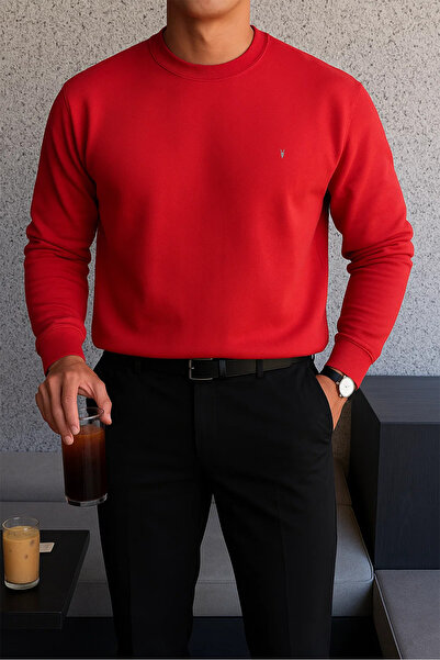 COMBİNE MİCHAİL Erkek Kışlık Salaş Basic Kırmızı Sweatshirt