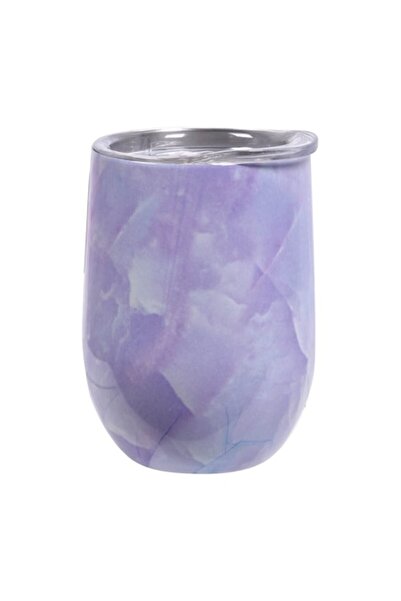 SHOPIENS Cană termos metalică, culoare liliac-marmorizat, 350 ml