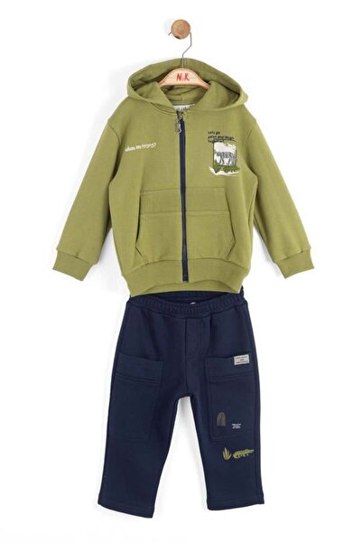 NK Baby Boy Paint Tracksuit Set 1-4 Years Green