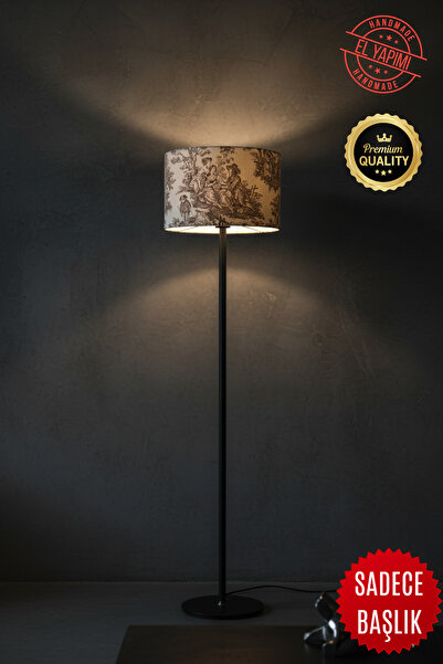 APCASADECOR Vintage Toile de Jouy Desenli Lambader Başlığı