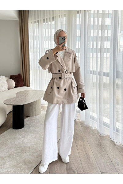 feiruz Premium Kumaş Astarlı Kemerli TrenchCoat