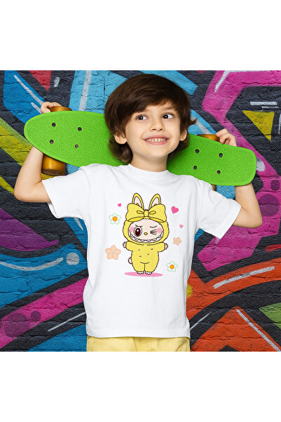 OEM Λευκό unisex μπλουζάκι με τύπωμα Labubu, 100% βαμβάκι, λευκό, 504