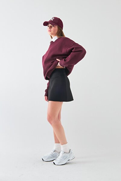 The Champ Clothing Kadın Siyah Scuba Mini Etek – Kalın Kumaş, İçi Göstermez, Yüksek Bel,