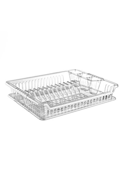 SHOPIENS Plastic Dish Drainer with Drain Tray, 45x37x8 cm