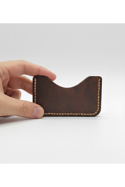 Lethos Leather Genuine Leather Card Holder – Hand Stitched Minimal Design – Men's