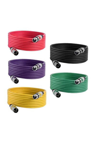 Midex Mxl-10m-5x Kaliteli Xlr To Xlr 10 Mt. Mikrofon Kablosu (5 Adet 5 Renk)