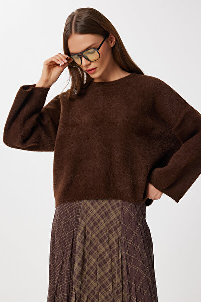 Lovelyİstanbul سترة تريكو ناعمة جداً LMT0038 بني