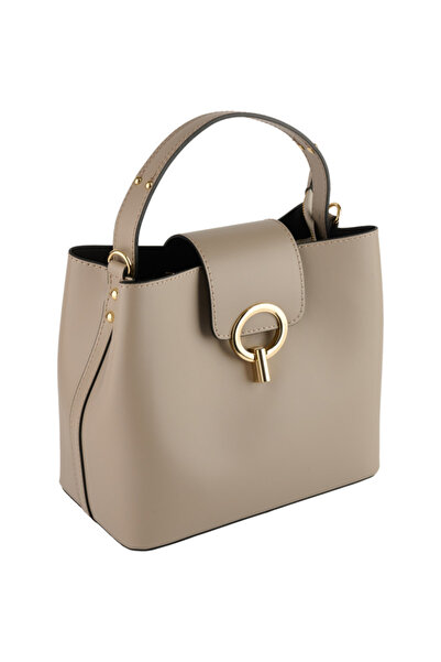 AZZURA Geantă Megan, piele 100% naturala, taupe dechis