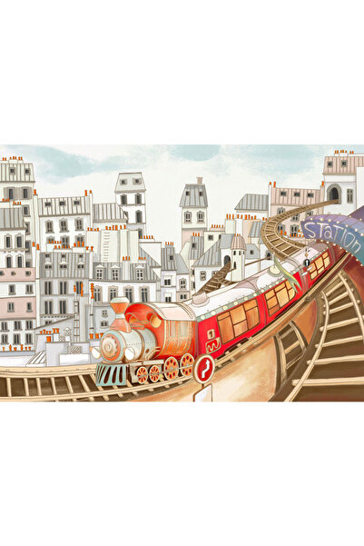 VIODESIGN Fototapet Copii, autoadeziv, Tren Rosu , multicolor, 80x120 cm CO270