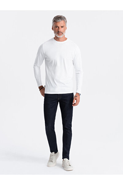 OMBRE BASIC men's longsleeve with round neckline - white V4 OM-LSBL-0106 M