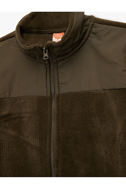 Koton Uzun Kollu Cepli Dik Yaka Fermuarlı Polar Sweatshirt