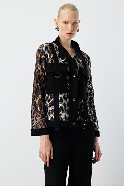 Moda İlgi Modailgi Dik Yakalı Düz Örme Kumaş Garnili Fermuarlı Tunik Taba