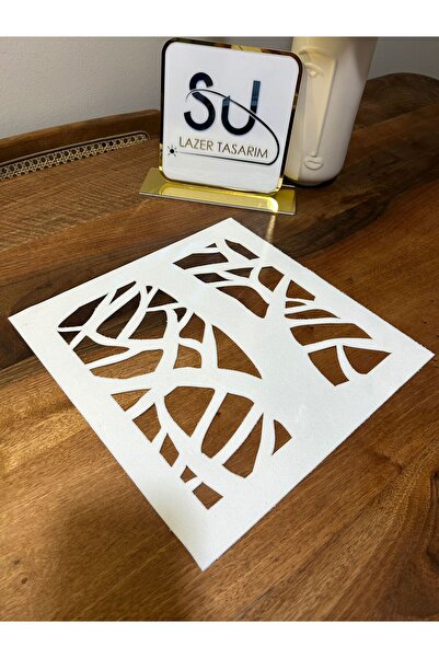 EHA LAZER Tree Patterned Square Napkins 6 Pieces White