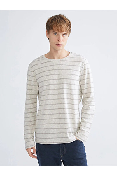 LC Waikiki Ανδρικό ριγέ μακρυμάνικο μπλουζάκι με λαιμόκοψη