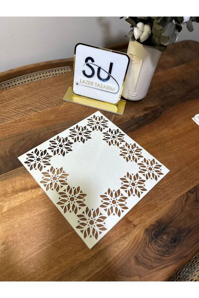 EHA LAZER مناديل مائدة مربعة الشكل باللون الأبيض 6 قطع باللون الأبيض الفاتح