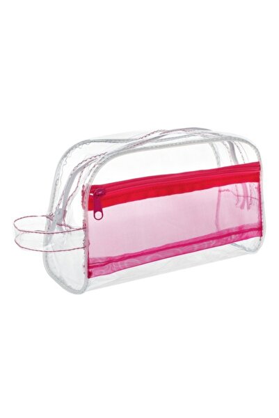 SHOPIENS Trousă cosmetică de vară, transparentă, cu interior din plasă și mân...