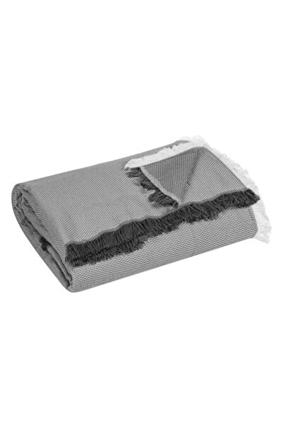 SHOPIENS Decorative Blanket Shopiens® Nordic, gray with pattern and white and anthracite fringes, 180 x 160