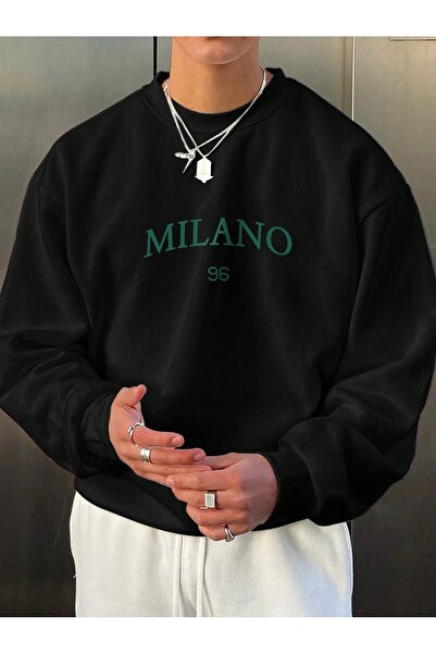 Velostra سويت شيرت ميلانو 96 مطبوع بثلاث خيوط وياقة دائرية للجنسين