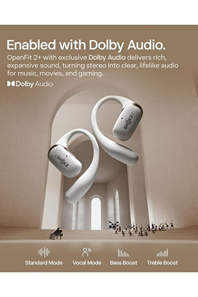 Shokz NEW OpenFit 2+ Open-Ear Headphones, Dolby Audio Enabled, Comfortable Earbuds with Soft Ear Hoo