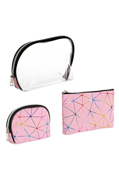 SHOPIENS Σετ 3 portfarduri de vara Shopiens®, unul transparent si doua roz cu...