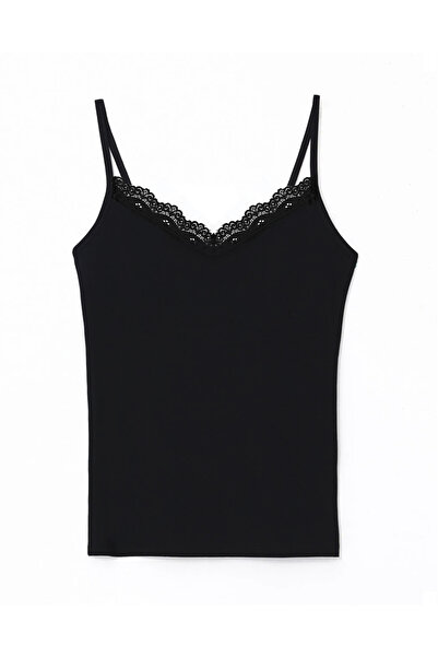 Simi Underwear Jolly Essential Βαμβακερή μπλούζα με λεπτομέρεια από δαντέλα