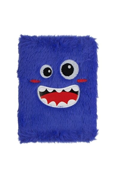 SHOPIENS A6 Notepad 80 Sheets Dictation Hard Cover Fancy with Blue Fur and Monster Eyes Design