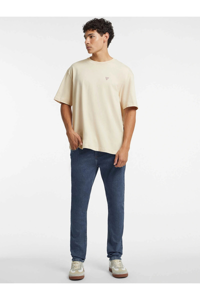 Guess Gj Ss Cn Os Erkek Bej Oversize Fit T-Shirt M4YI46K8FQ4-G1W7