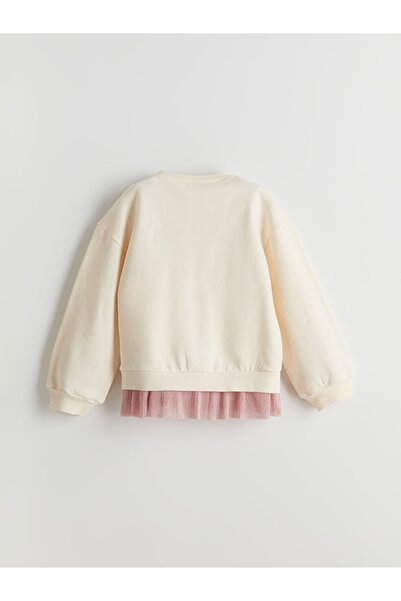 LC Waikiki Lcw Kidsekru Printed Thick Girls' Sweatshirt and Leggings 2-Piece Set