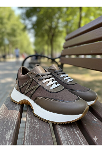 Mammamia Kadın Deri Spor Ayakkabı Vizon Sneaker