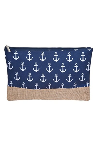 SHOPIENS Trousă cosmetică Summer Shopiens®, material textil albastru cu model...