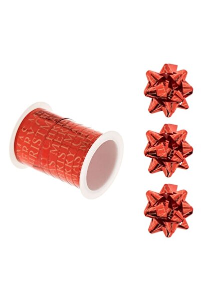 SHOPIENS Set pentru ambalarea cadourilor Shopiens® cu Panglica Rosie 'Merry C...