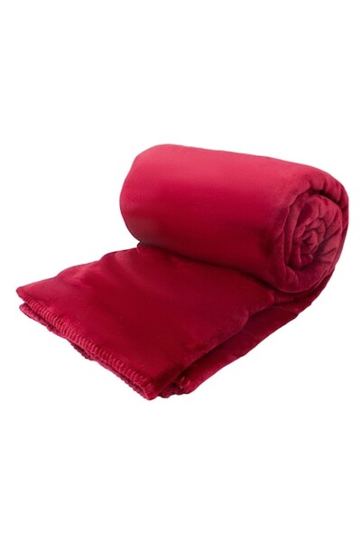 SHOPIENS Double Velvet Blanket Shopiens®, Artificial Fur, Bordeaux, 220 x 200 cm