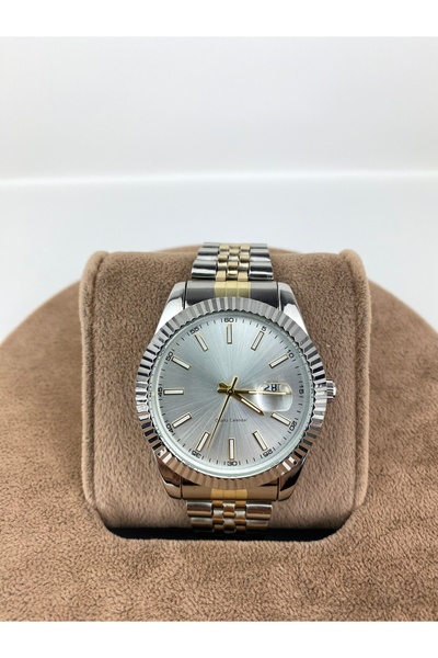 Mazzy Round Classic Model Calendar Steel Men's Wristwatch