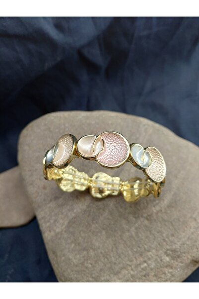 lavantebutik سوار معدني ذهبي عتيق مطلي بالمينا مع سوار مطاطي