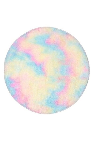 SHOPIENS Decorative Rug Shopiens® Rainbow Round, Shaggy Fur, Multicolor, 80 cm