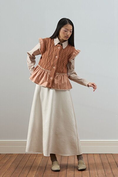 Ceylan Otantik Salmon Frilly Knitwear Vest