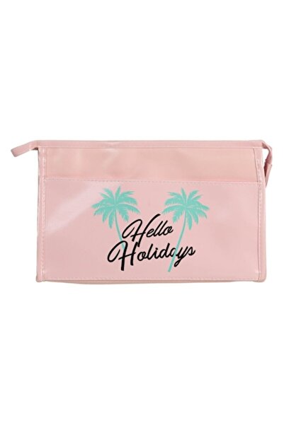 SHOPIENS Καλοκαιρινή τσάντα Shopiens®, ροζ με τύπωμα φοίνικα, μήνυμα Hello Ho...