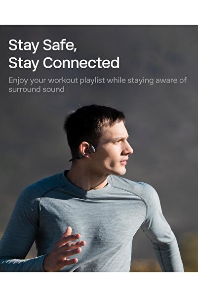 Shokz OpenRun Bone Conduction Headphones, Open-Ear Bluetooth Sports Earphones with Mic, Comet Grey