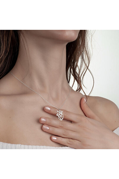 Genel Markalar Anatomik Kalp Kolye 925 Ayar Gümüş