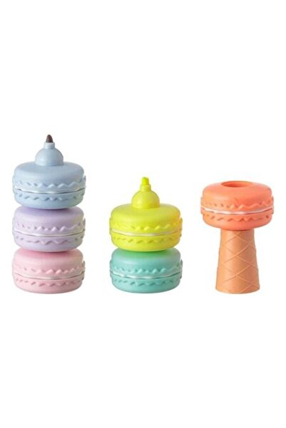 SHOPIENS Set 6 evidențiatoare Macaron cu culori pastelate și suport pentru co...