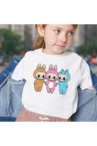 OEM Tricou unisex alb cu imprimeu Labubu, 100% bumbac, alb, 774