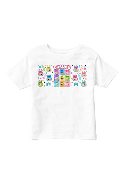 OEM Λευκό unisex μπλουζάκι με τύπωμα Labubu, 100% βαμβάκι, λευκό, 960