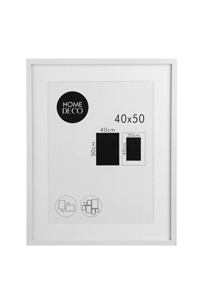 SHOPIENS Tablou Decorativ Rama Lemn MDF Alb cu Paspartu Sticla 44x54cm pentru Fotografii 40x50 30x40 Montaj P