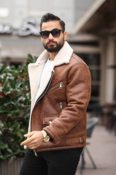 BASEL.CO Αποκλειστικό ανδρικό παλτό Biker με επένδυση από γούνα - Premium χειμερινό στυλ