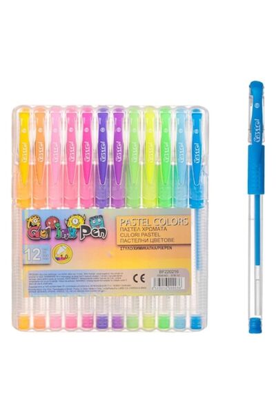 SHOPIENS Σετ στυλό 12 τεμαχίων παστέλ χρωμάτων με διαφανές σώμα και πλαστική ...