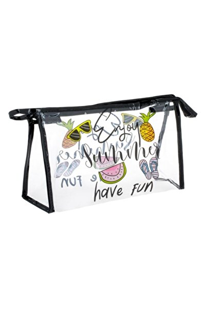 SHOPIENS Geantă de toaletă de vară, transparentă cu modele colorate