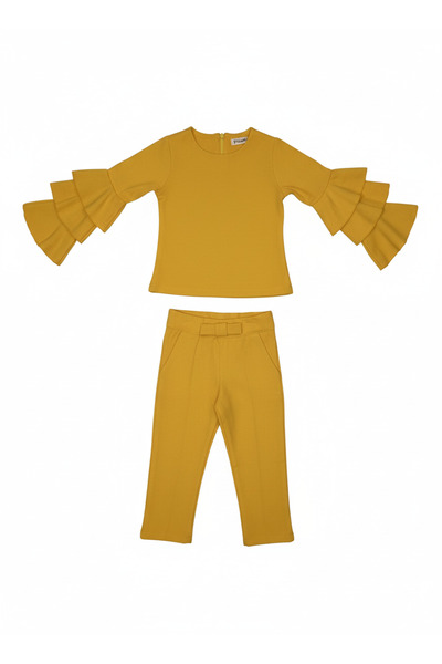 Selvira Girl's Yellow Flawless Sleeveless Blouse + Pants Set 2/5 Years Old